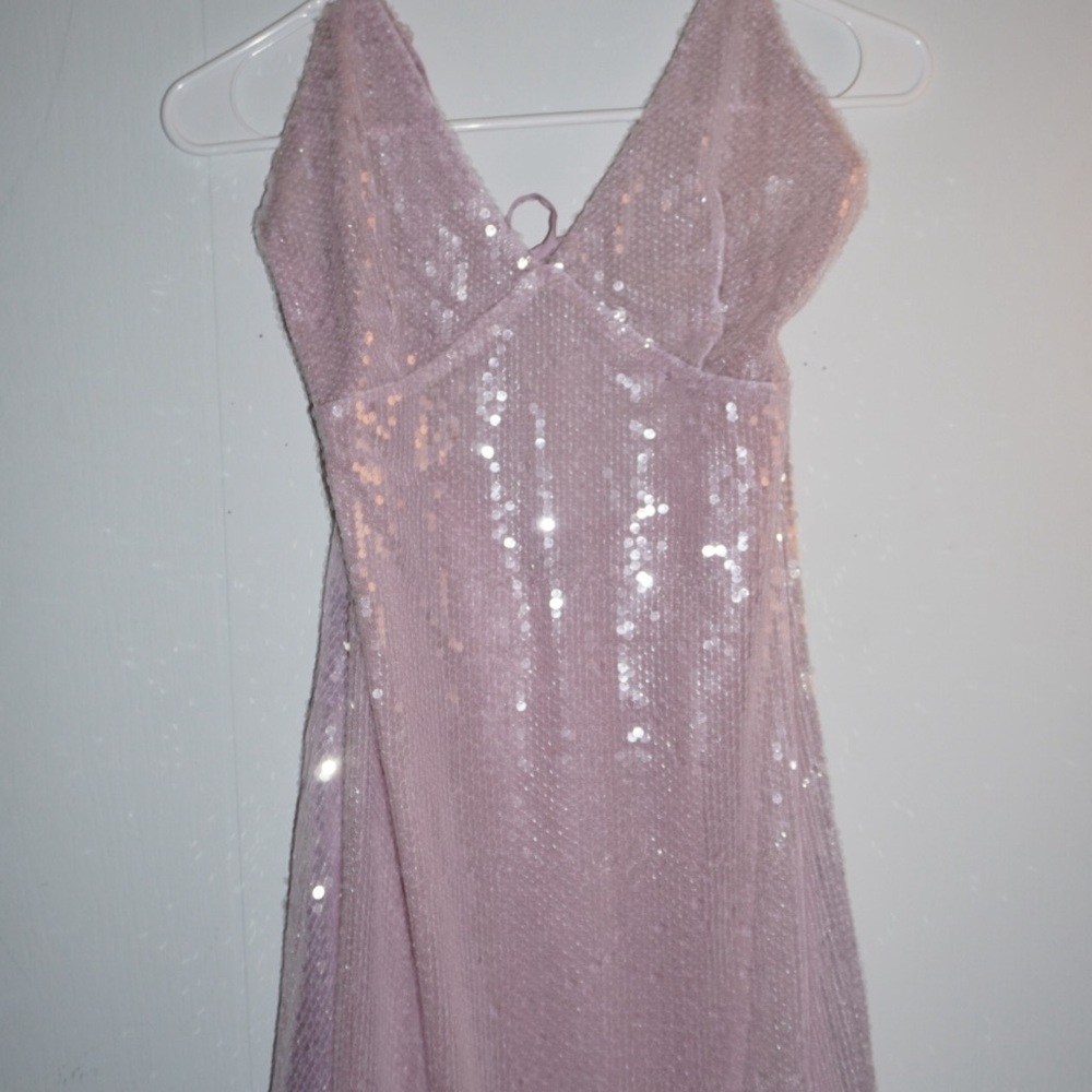 Oh Polly Blush Sequin Backless Dress